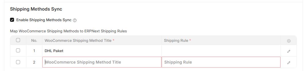 Sales Order Sync Shipping Rule Map